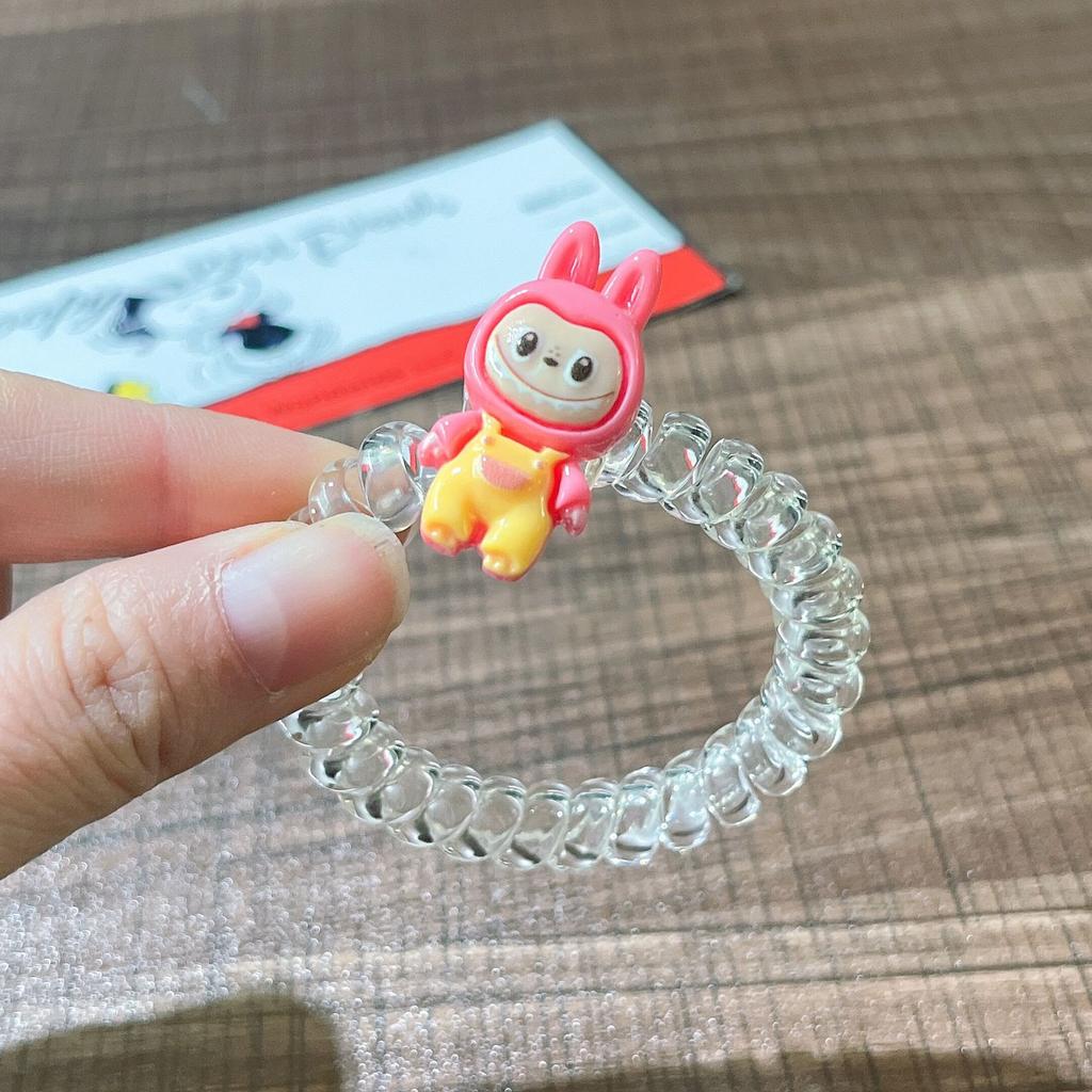 6 szt. Kreskówkowe gumki do włosów Labubu, urocze anime Labubu, damskie elastyczne gumki do włosów, akcesoria do włosów, kucyk, kawaii, dla dziewczynek, prezenty świąteczne