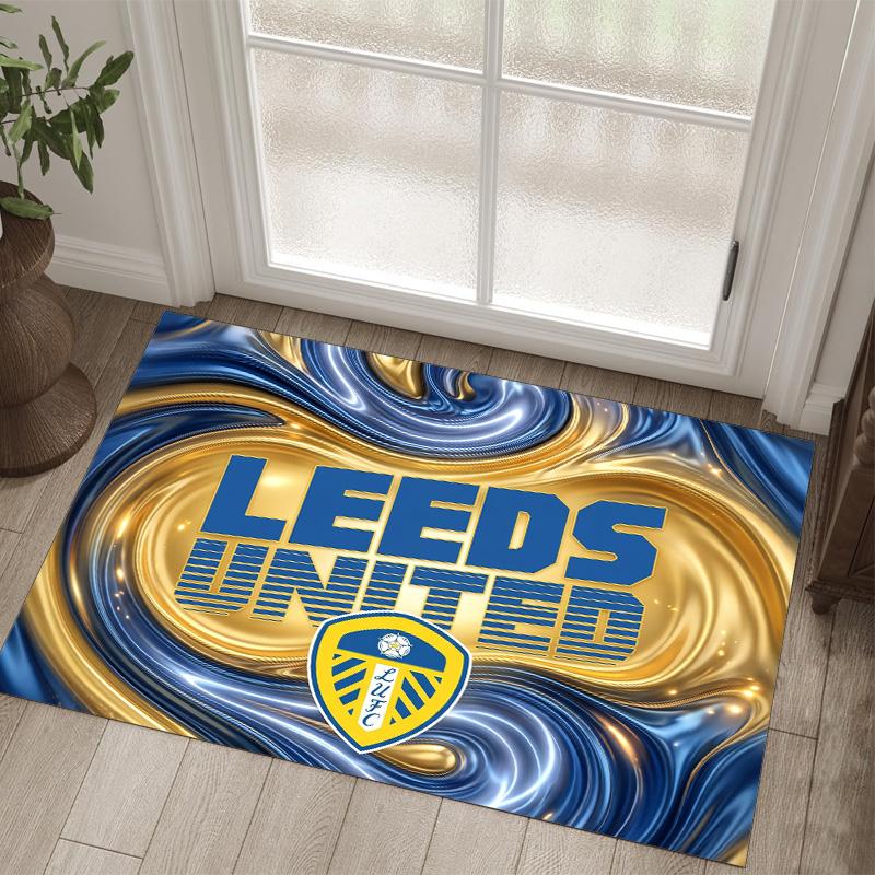 Leeds United Football Design Crystal Velvet Carpet Cozy Non?Slip Printed Rug For Bedroom Living Room Entrance