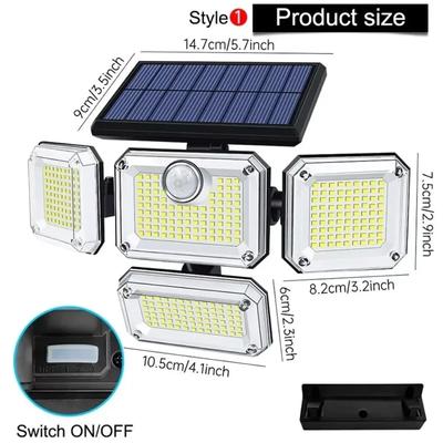 New Solar Light Outdoor 333 LED Integrated Super Bright Motion Sensor Strong Power IP65 Waterproof 3 Working Modes Garden Wall