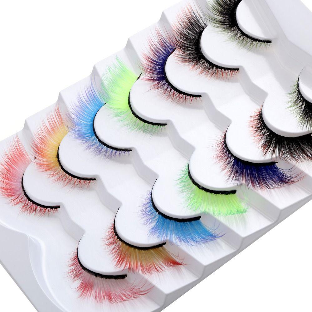 Fluffy Dramatic Cosplay for Halloween Colored Lashes False Eyelashes Cat Eye Lashes Fake Eyelashes