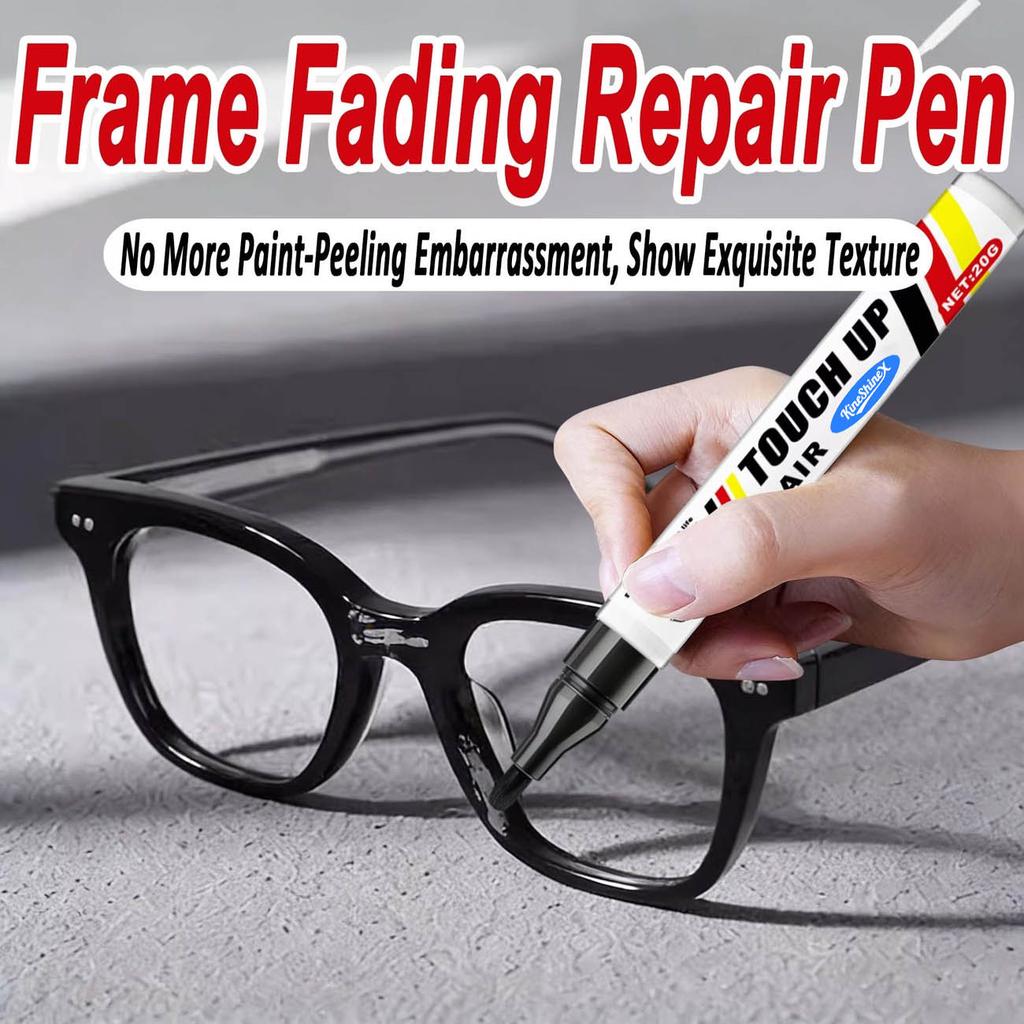 Stylo Retouche Peinture pour Monture de Lunettes Noir Mat, Formule Nano-Adhésive pour Réparation des Rayures et Éclats, Kit de Réparation Verre pour Vieilles Montures