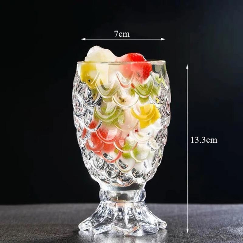 Crystal Glass Pineapple Embossed Tumbler, Vintage Beer Whiskey Water Cup, Decorative Drinking Glass for Home & Wedding