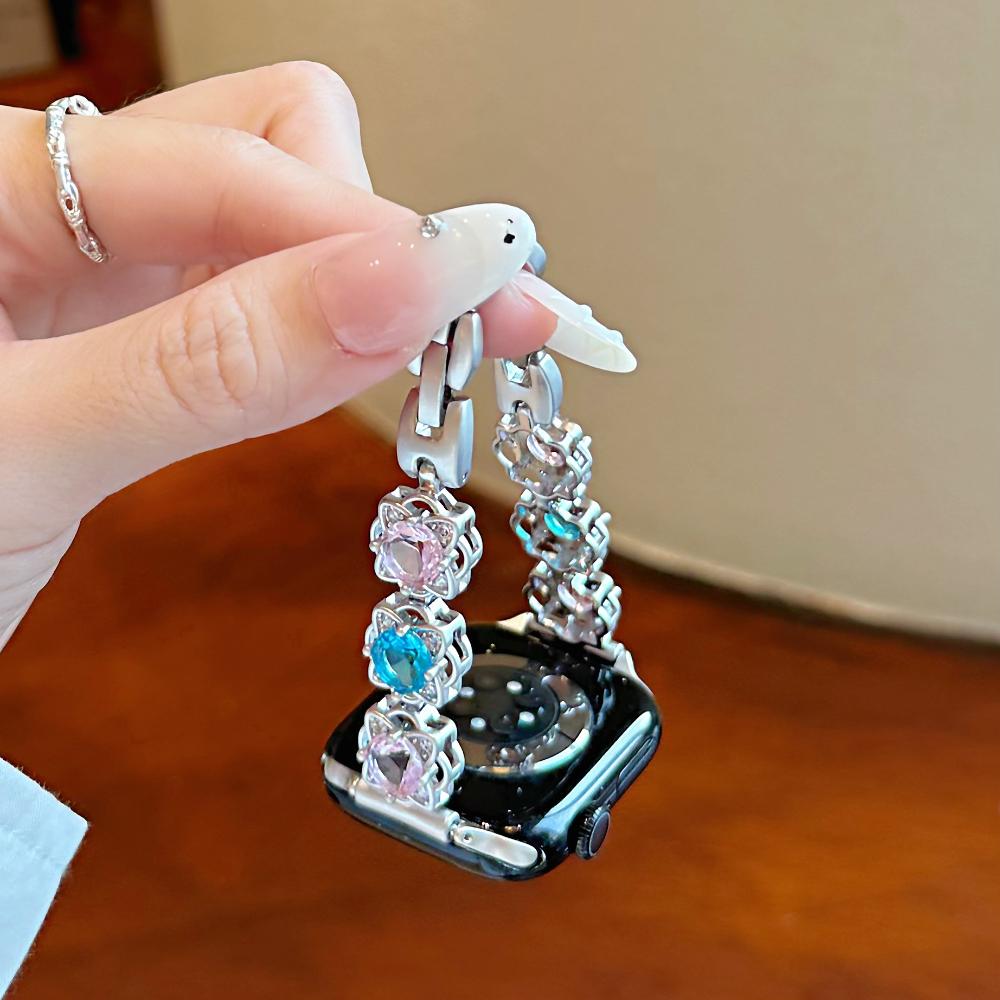 Sugar Color Diamond Compatible For Apple Watch Ultra band 49mm 40mm 42mm 44mm 45mm 38mm for iWatch Series 11/10/8/7/6/SE/9 Fashionable Handmade Strap