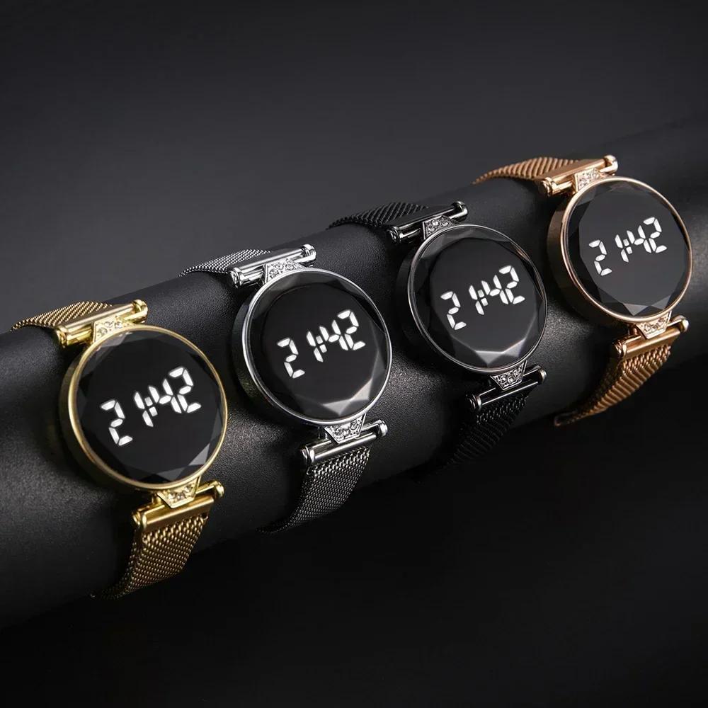 Luxury Women's Watches Rose Gold Stainless Steel Ladies Wristwatch LED Digital Watch for Women Electronic Clock