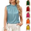 Women's Summer Fashion Pleated Blouse - Business Casual Sleeveless Top