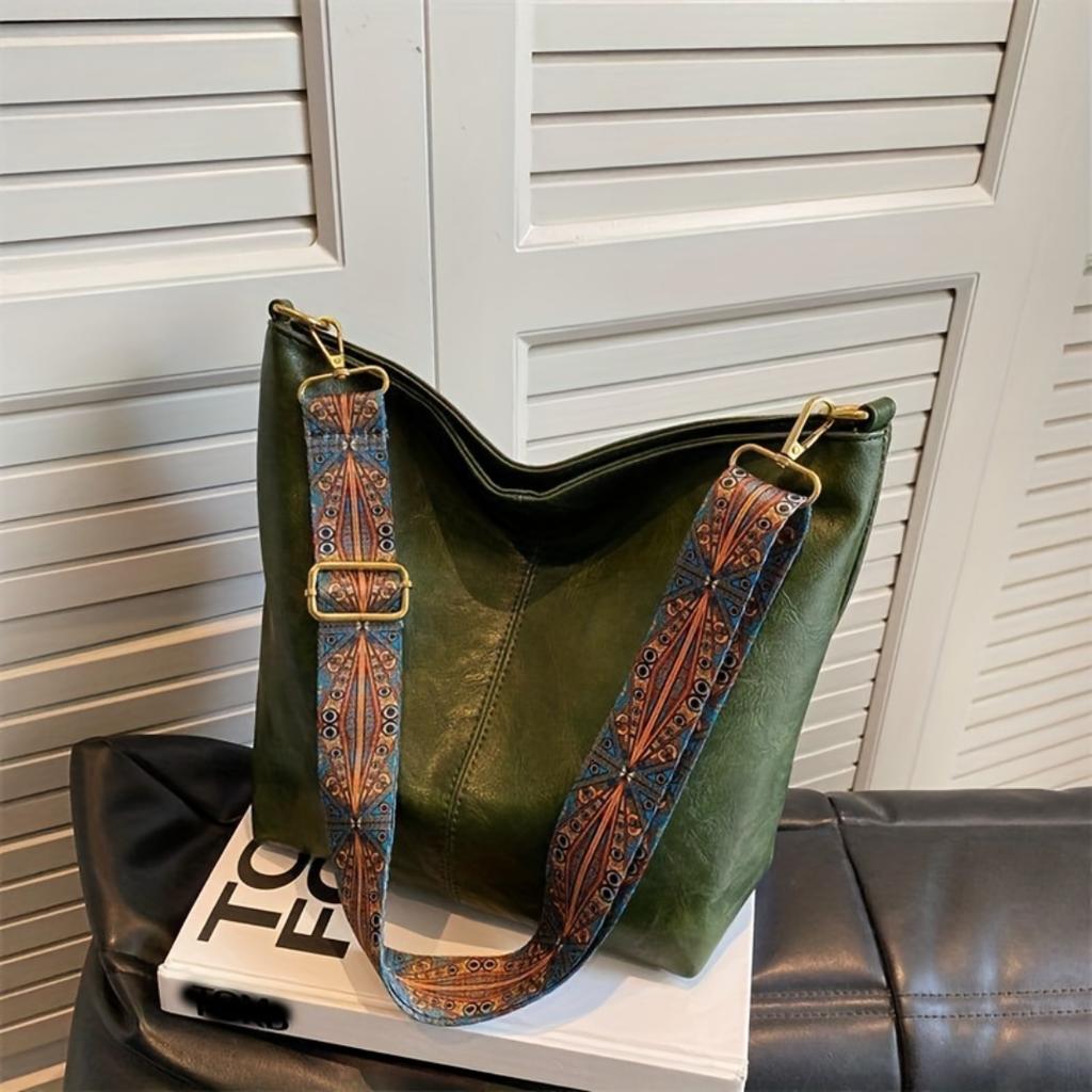 Nuova Borsa Donna Retrò con Ampia Tracolla Geometrica, Borsa a Spalla/Crossbody Tote di Grande Capacità, Borsa Pratica per la Spesa Quotidiana all'Aperto Casual