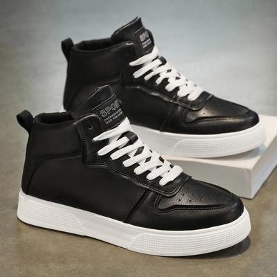 Chaussures montantes vulcanisées pour hommes à la mode, couleur unie, chaussures de sport décontractées, à lacets, haute qualité, chaussures blanches, nouvelles baskets pour hommes