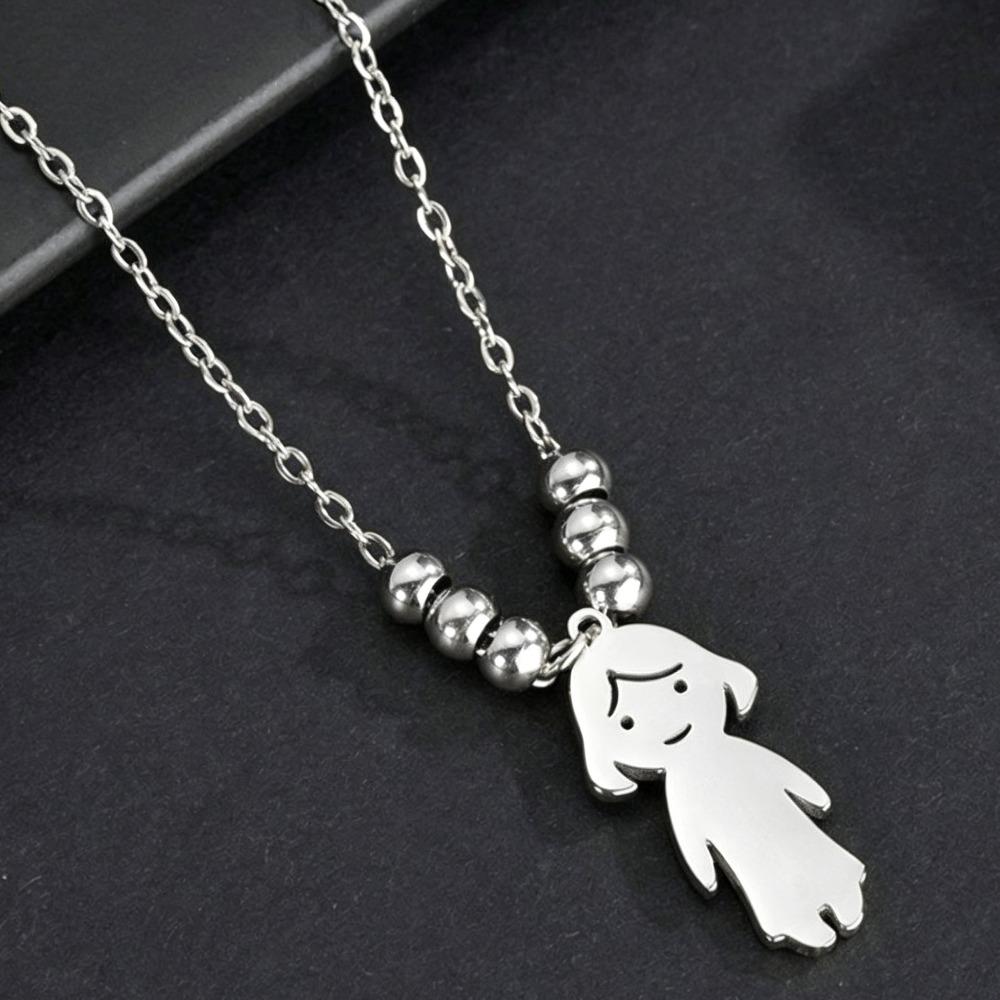 

Pendant Boy Girl Necklace Stainless Steel Friendship Necklace Choker Family Necklace Lovers 1Girl Silver