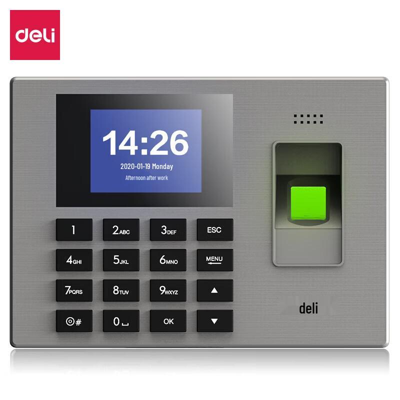 Deli 14060 Biometric Fingerprint Time Clock CN plug (adapter included)