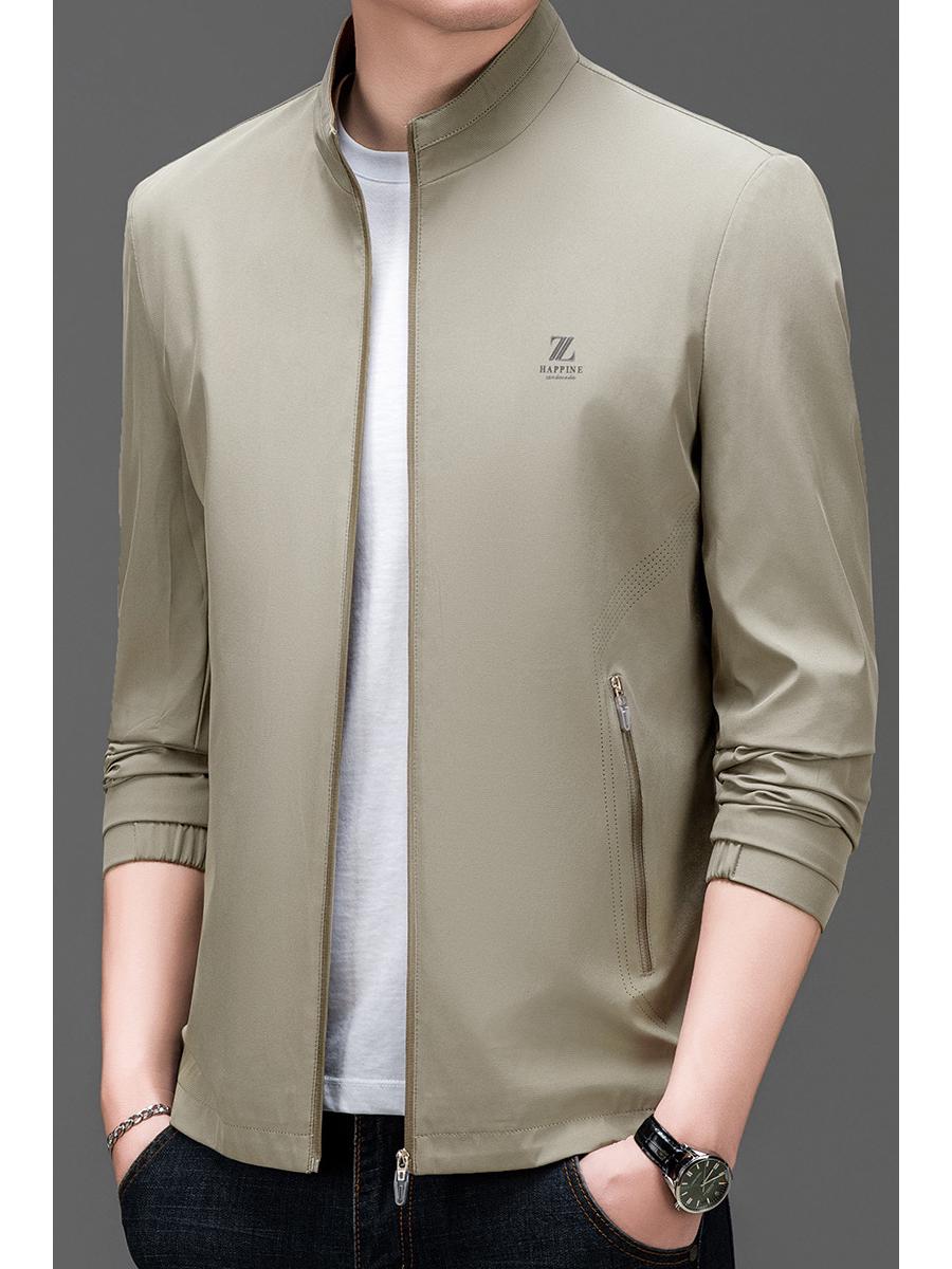 Men s Spring/Autumn Casual Stand-up Collar Zipper Jacket - Fashionable Middle-aged Dad Coat L