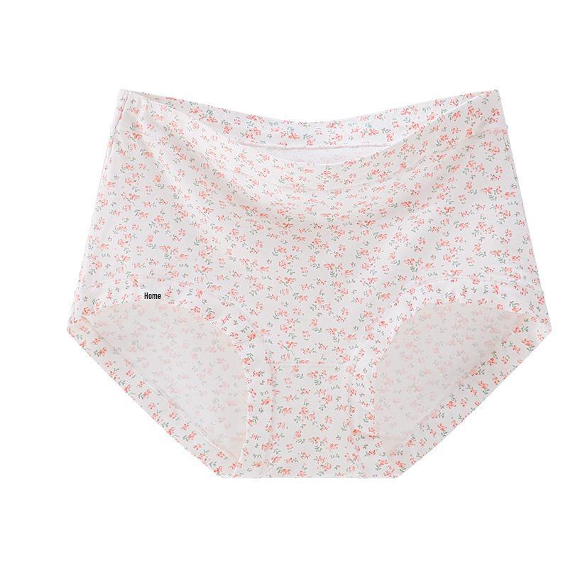 High-Waisted Floral Girl's Cotton Triangle Briefs - Antibacterial, Breathable, Tummy Control, High-Elastic Hip-Hugging Design.