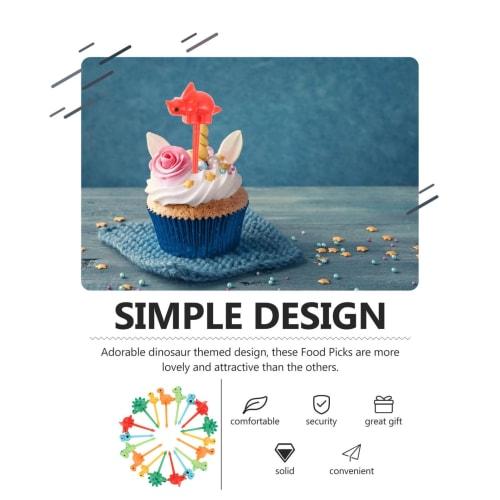 HAKIDZEL 18 Pieces Dinosaur Fruit Picks, Lunch Box Accessories for Kids, Multi-Purpose Food Picks for Cakes, Color