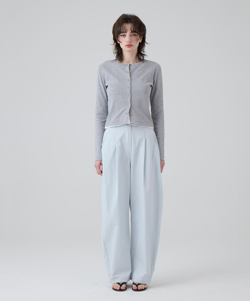 DANGLEDROP Dgdp Balloon Fit Curved Cotton Elastic Waist Pants_Sky Blue