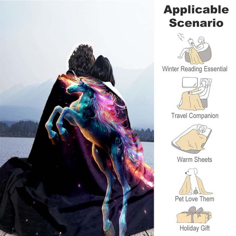 1pc Colored Unicorn Blanket Lightweight Flannel Blanket Throw Blanket For Sofa, Bed, Travel, Camping,
