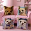 NICE CUTE Chihuahua dog Cushion Cover Pillow Case Soft Friendly Fabric  Concealed Zipper