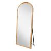 Arched Full-Length Mirror with Wooden Frame In Brown, 160 X 50 Cm, Adjustable Metal Stand, Suitable for Residential and Commercial Spaces