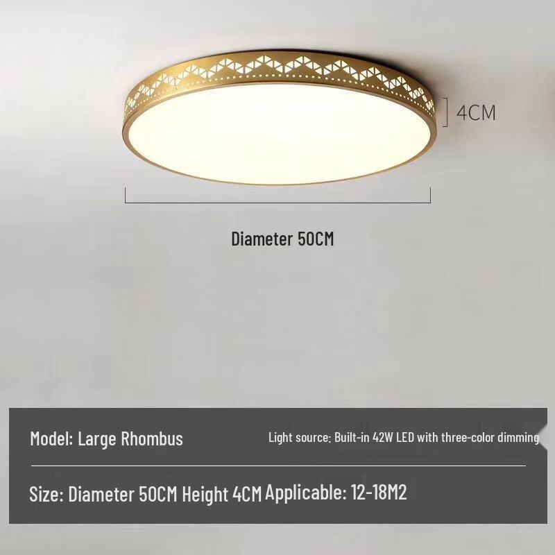 All-Copper Modern LED Ceiling Light: Ultra-Thin Round Fixture for Bedroom, Balcony, and Hallway