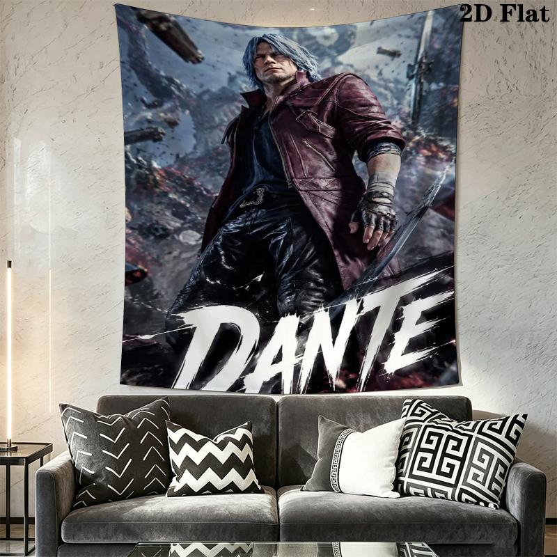 Devil May Cry Wall Tapestry Aesthetic Wall Hanging Printed Fabric Blanket Decorative Tapestries for Bedroom Living Room Home Decor