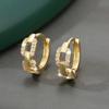 Hip-hop European and American Style Copper Inlaid Zirconium Double Ring Interlocking Earrings, Trendy Fashion Chain Ear Buckles