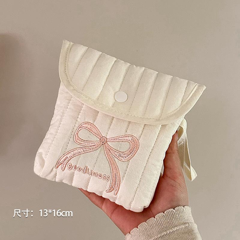 Japanese Cute Quilted Cotton Storage Bag Portable Ladies' Organizer of Sanitary Napkins Lipstick Menstrual Sanitary Pads Pouch