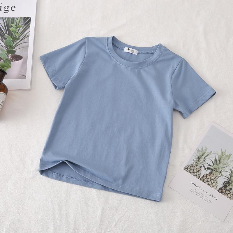 Candy Color T Summer New Boys' Basic Solid Color Top, Girls' Baby Versatile Half Sleeved Cotton T-shirt