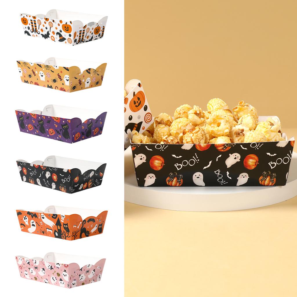 Halloween Pumpkin Ghost Paper Snack Tray Happy Halloween Party Decoration 2025 Candy Plate Haunted House Supplies Trick or Treat
