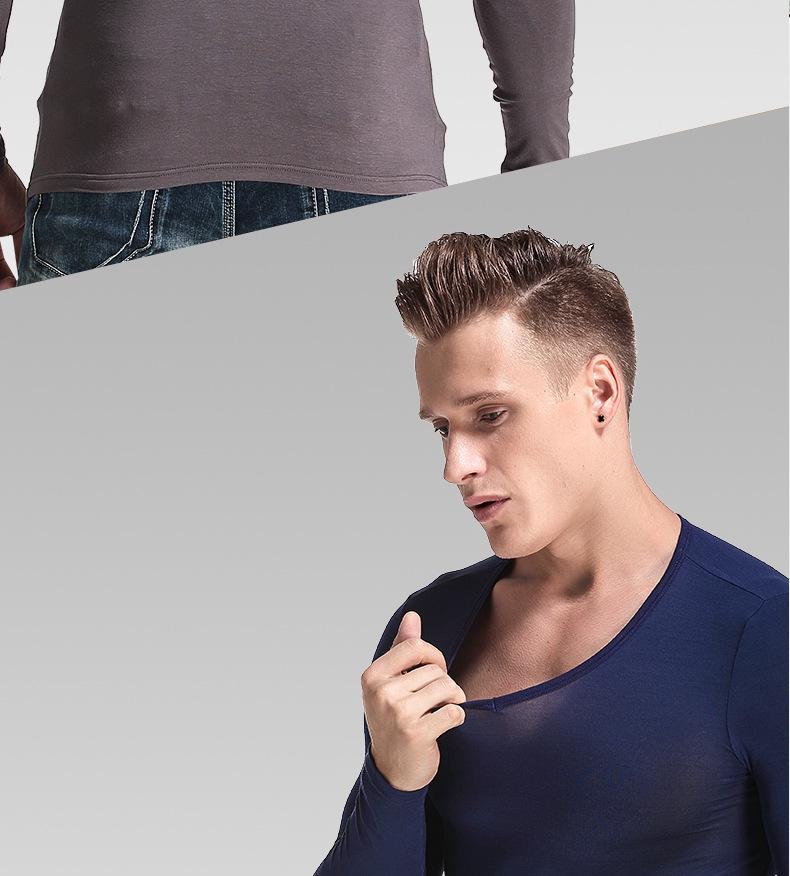 Herren Slim Fit Langarm Thermische V-Ausschnitt und Rundhals Tops