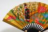 Hasegawa Kyoto Decorative Fan with Black-Dyed Ribs, Fan Stand with Base, Boxed (Maiko, 5-inch)