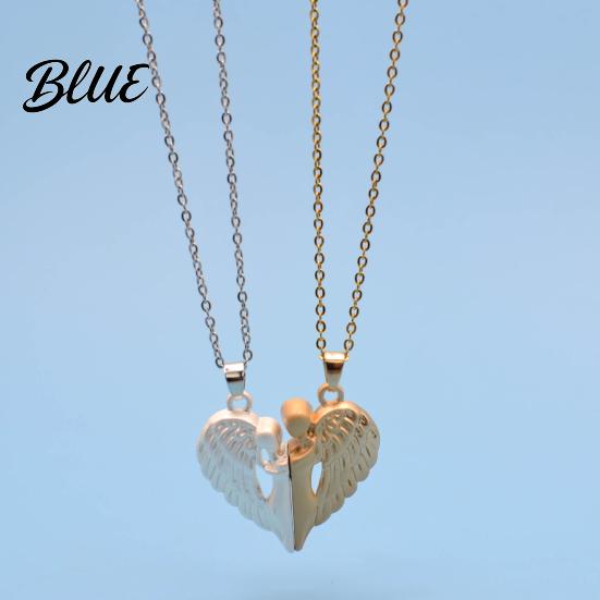 Ensemble Collier Pendentif Cœur d'Ange 1 Collier assortis pour Couple Magnétique