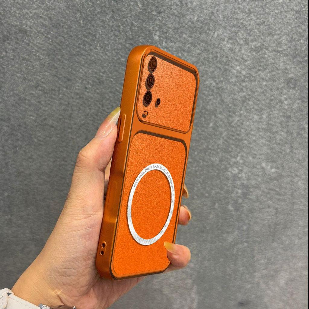 Upgraded Big Lens Protection Case for Xiaomi Redmi 9T Luxury Leather Casing with Magnetic Ring