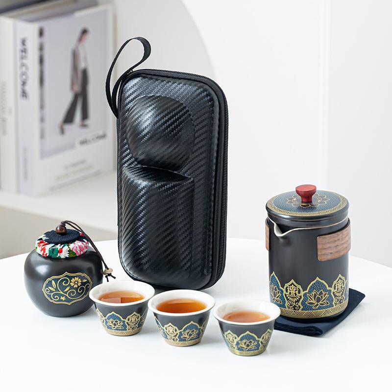 Portable Travel Tea Set Wholesale Outdoor Kung Fu Tea Set Quick Guest Cup Festival Chinese Business Gift Logo
