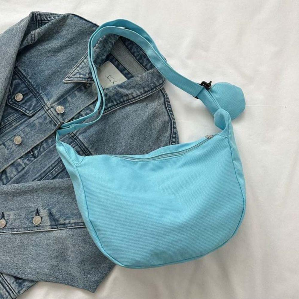 

Легкая сумка через плечо кремового цвета, большая вместимость, простая сумка для пельменей, для студентов синий