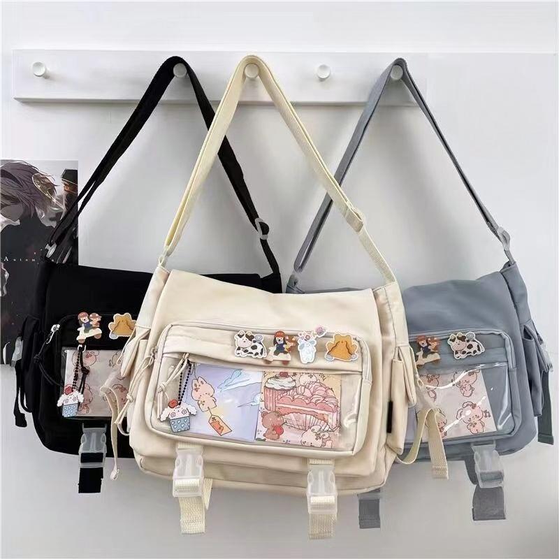 Large Capacity Crossbody Bag Student Attend Class Shoulder Bag Solid Color Versatile Messenger Bag Casual Daily Woman Tote Bag Adjustable Strap