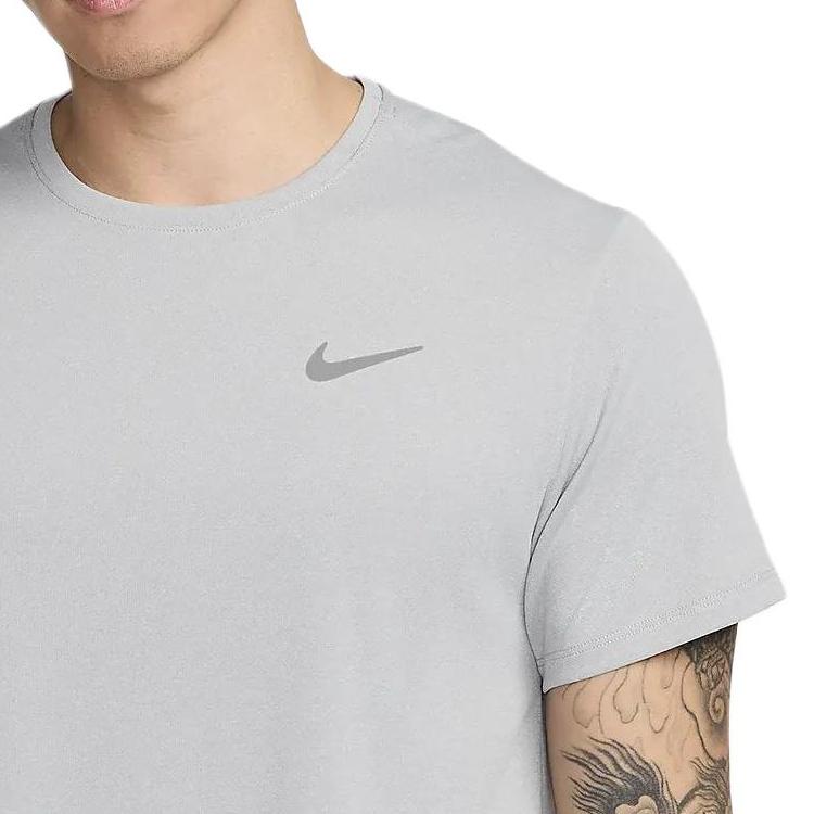 Nike Dry Fit UV Solid Color Crew Neck Casual Short Sleeve T-Shirt Men Tops Gray DV9316-098