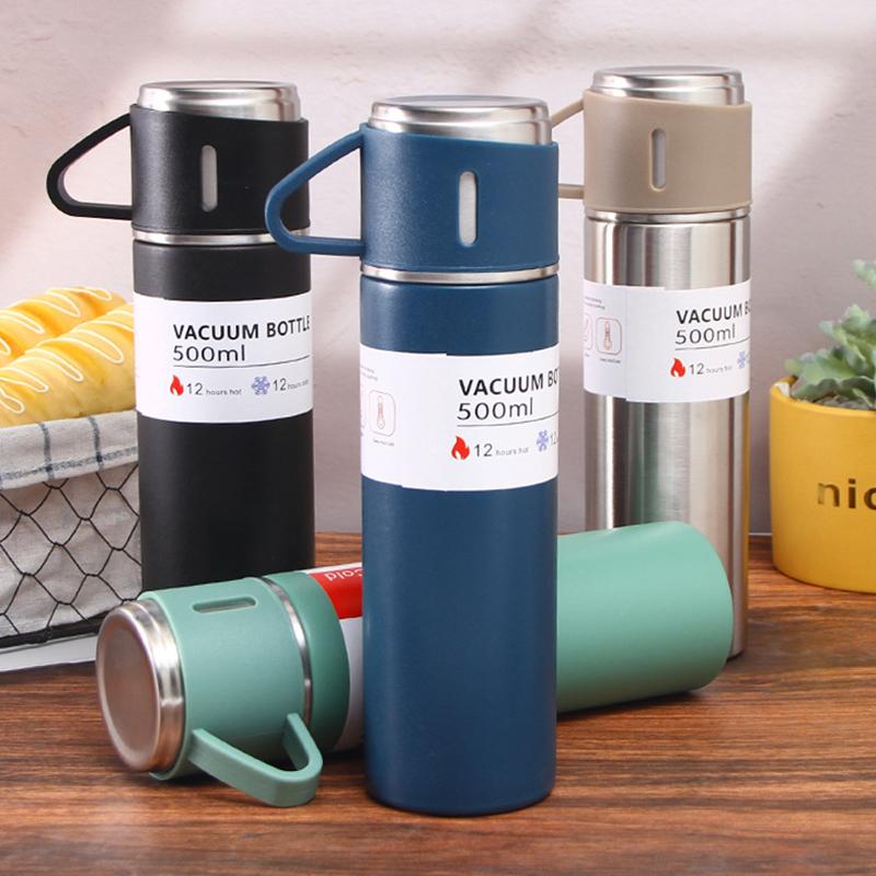 500ml Vacuum Insulated Cup Business Creative Straight Cup Portable Outdoor Sports Large-capacity Portable Cup Set