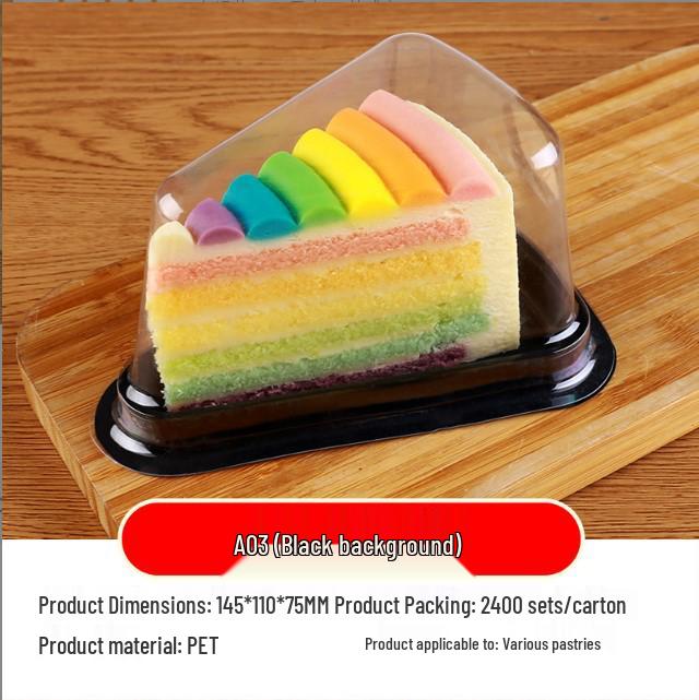 A03 Triangle Cake Box for 6-inch/8-inch Mousse, Mille-feuille, and Durian Pastries - Transparent Disposable Packaging
