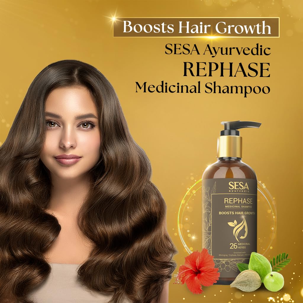 Sesa Ayurvedic Rephase Medicinal Shampoo 300Ml For Thicker Hair Growth And Frizz-Free Shine With Natural Herbal Formula