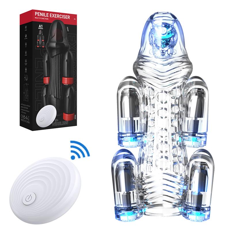 Bezdrátové dálkové ovládání Glans Vibrator Penis Ring Ring Sleeve Enlargement For Men Opakovaně použitelný kondom