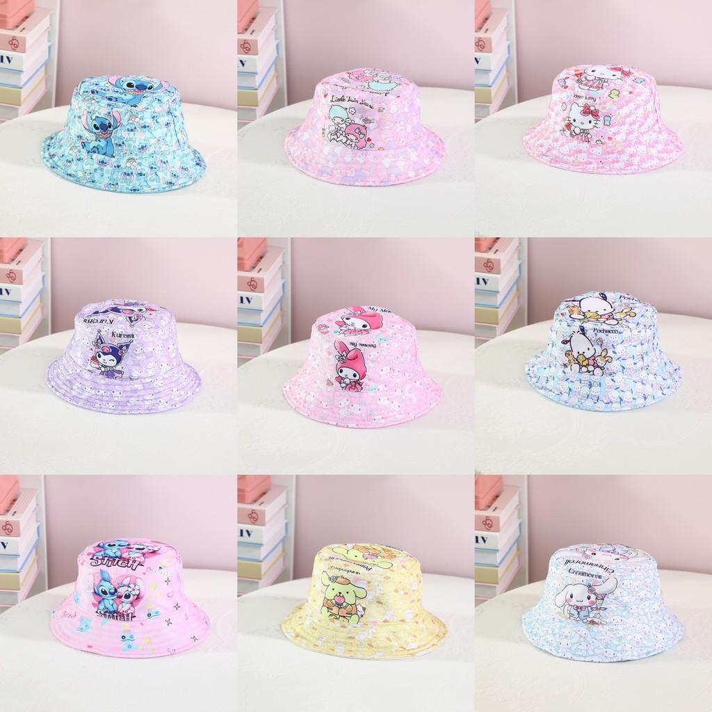 Stitch Kuromi Cartoon Print Fisherman Hat With Uv Protection For Outdoor Sun Shade