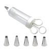 Dessert Cream Piping Syringe Nozzles Kits Dessert Decorating Syringe Cupcake Frosting Filling Injector with 5 Nozzles