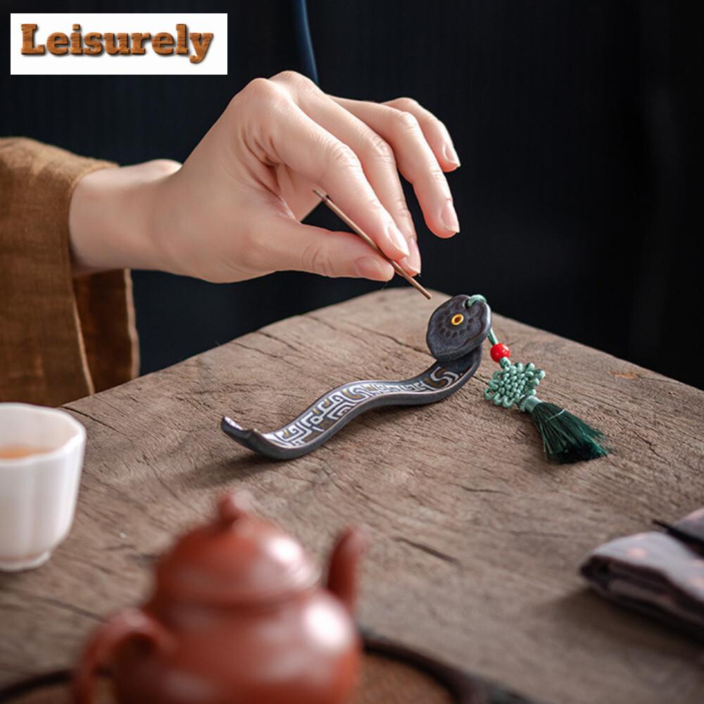 Ruyi Texture Line Incense Insert Holder Zen Incense Burner Sandalwood Agarwood Stove Tasting Fragrant Tea Ceremony Accessories
