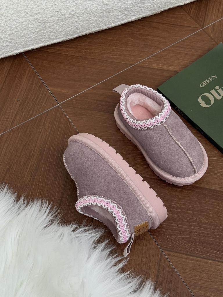 XSHX retro [ethnic style] children's leather snow boots winter thickened boys and girls one pedal 239111