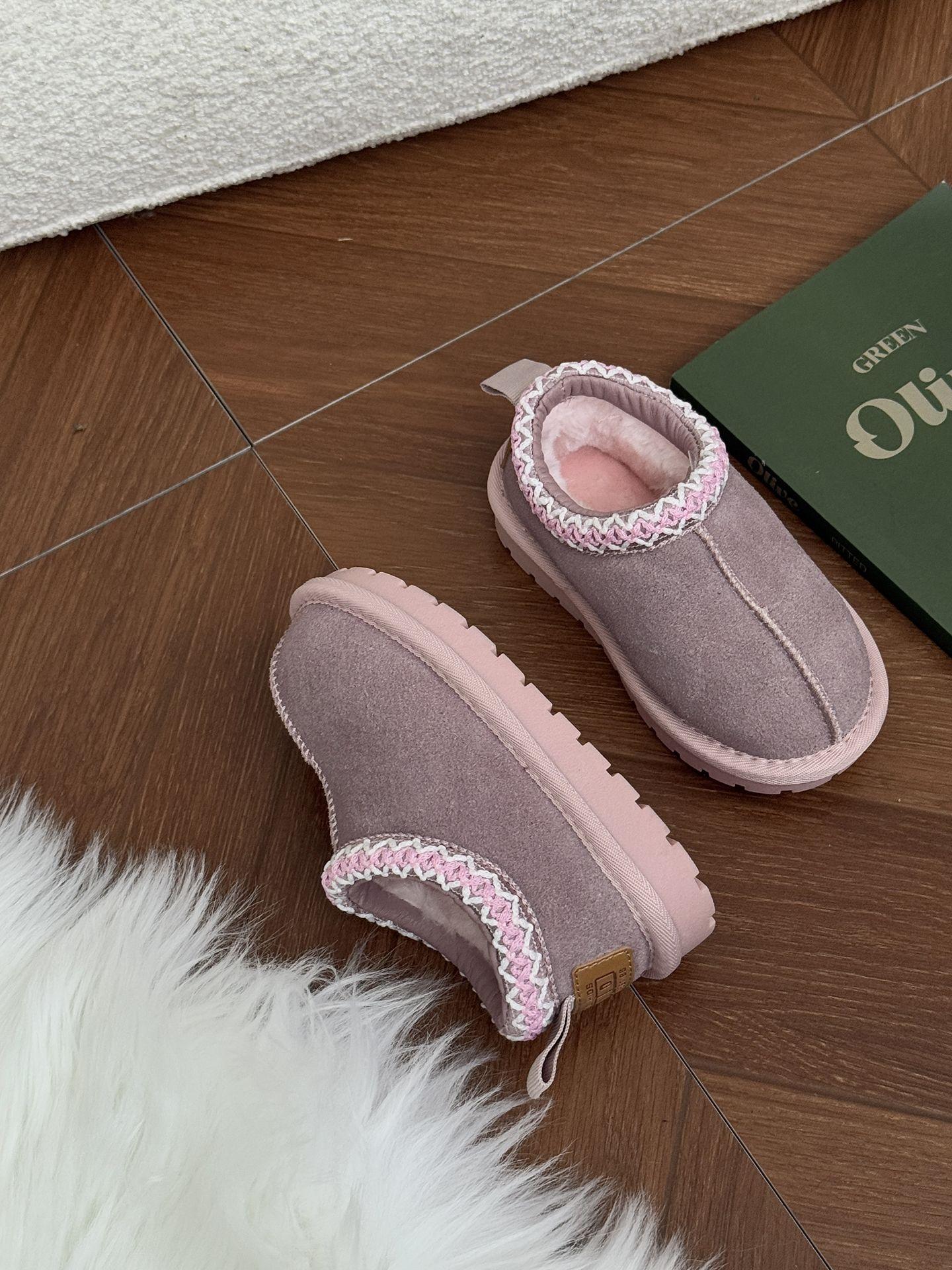 

XSHX retro [ethnic style] children s leather snow boots winter thickened boys and girls one pedal 239111 25