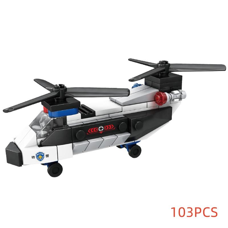 City Super Car Plane Police Dual-Rotor Helicopter Famous Car SWAT Building Blocks MOC Classic Model Bricks for Children Kits