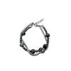Gaga Men's Double Layer Snake Chain Bracelet with Snowflake Stone Beads