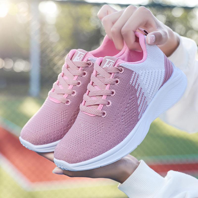 2025 spring and autumn new fly-woven mesh breathable sports women's shoes trendy comfortable and lightweight running shoes versatile casual shoes