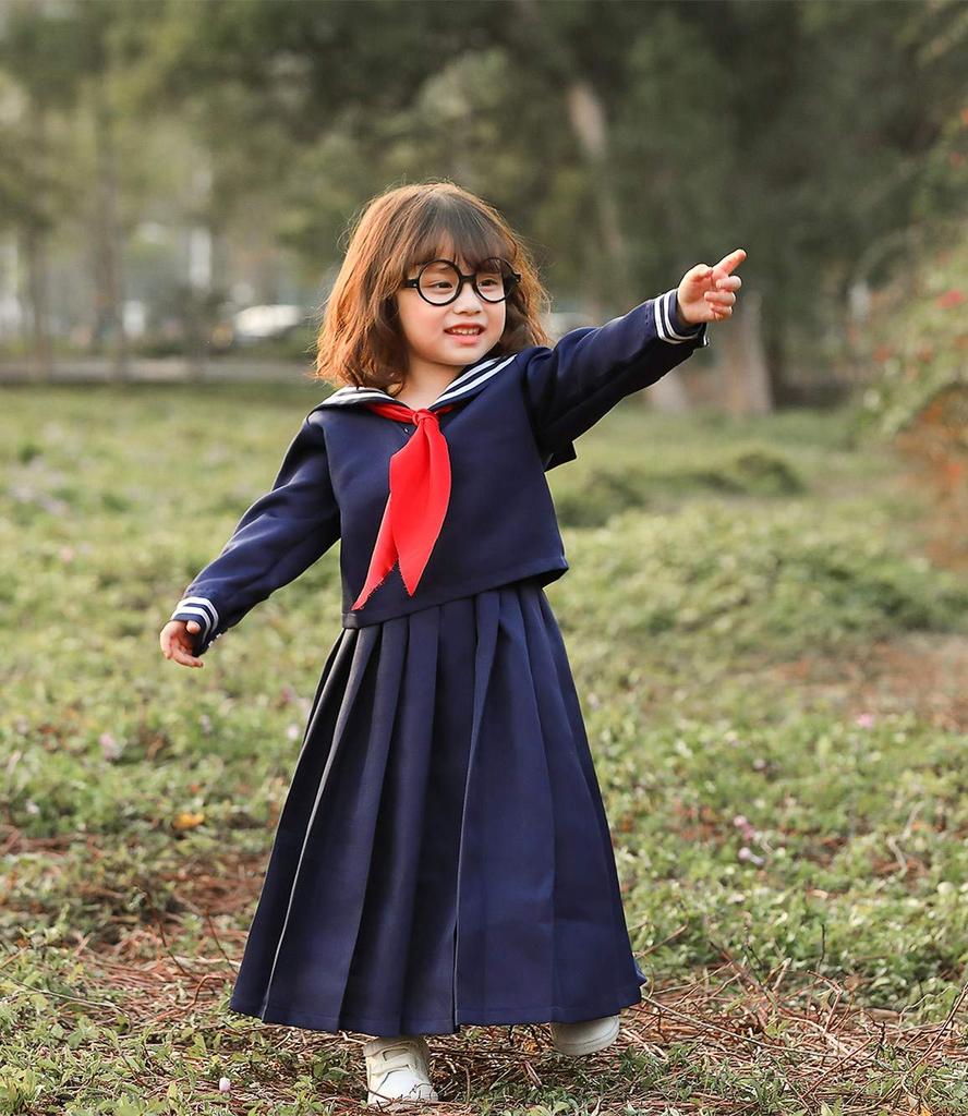 Sailor Uniform Halloween Long Long Sukeban Plus Cute Navy Costume Cultural Performances Kids' Costume, Sleeves, Sleeves, Style, Size, Blue, Kids'