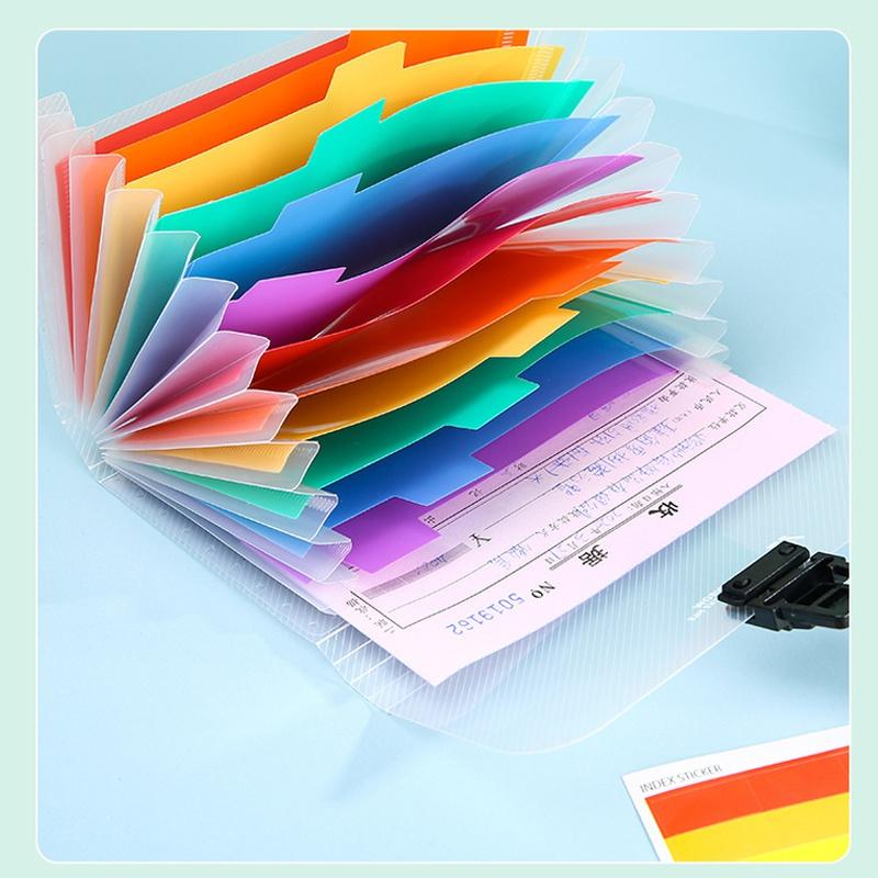 Regenbogenfarbene Organmappe Plastik Seilbindung Büro A6 Mini Rechnungsmappe 13 Fächer Aufbewahrung Klammerhalter Aufbewahrungstasche
