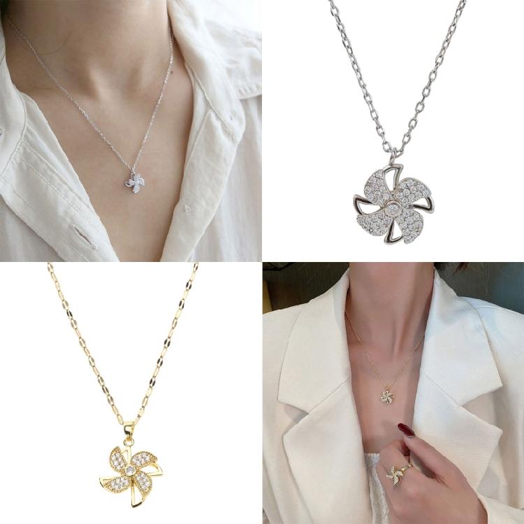 Windmill Pendant Necklace Jewelry Decor Fidget Pinwheel Necklace for Anxiety Ins