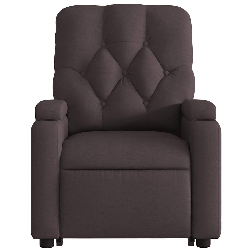 Recliner Chair with Lift Function Dark Brown Fabric
